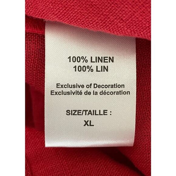 MerSea Voyageur 100% Linen Dress XL Red Embroidered Puff Sleeve Mini Beachy - Picture 10 of 12